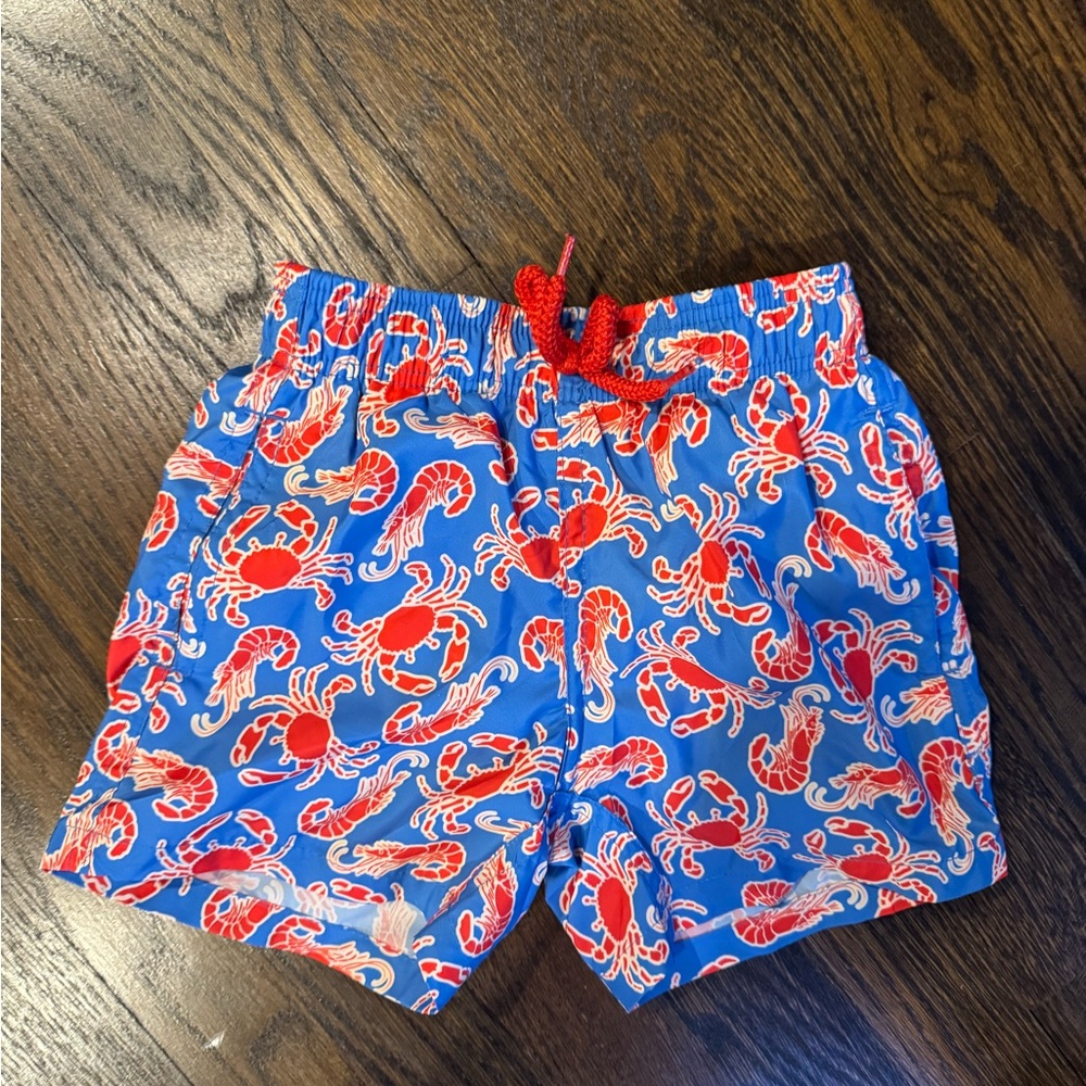 Vilebrequin Kids Swim Trunks - Blue and Red Lobster Print